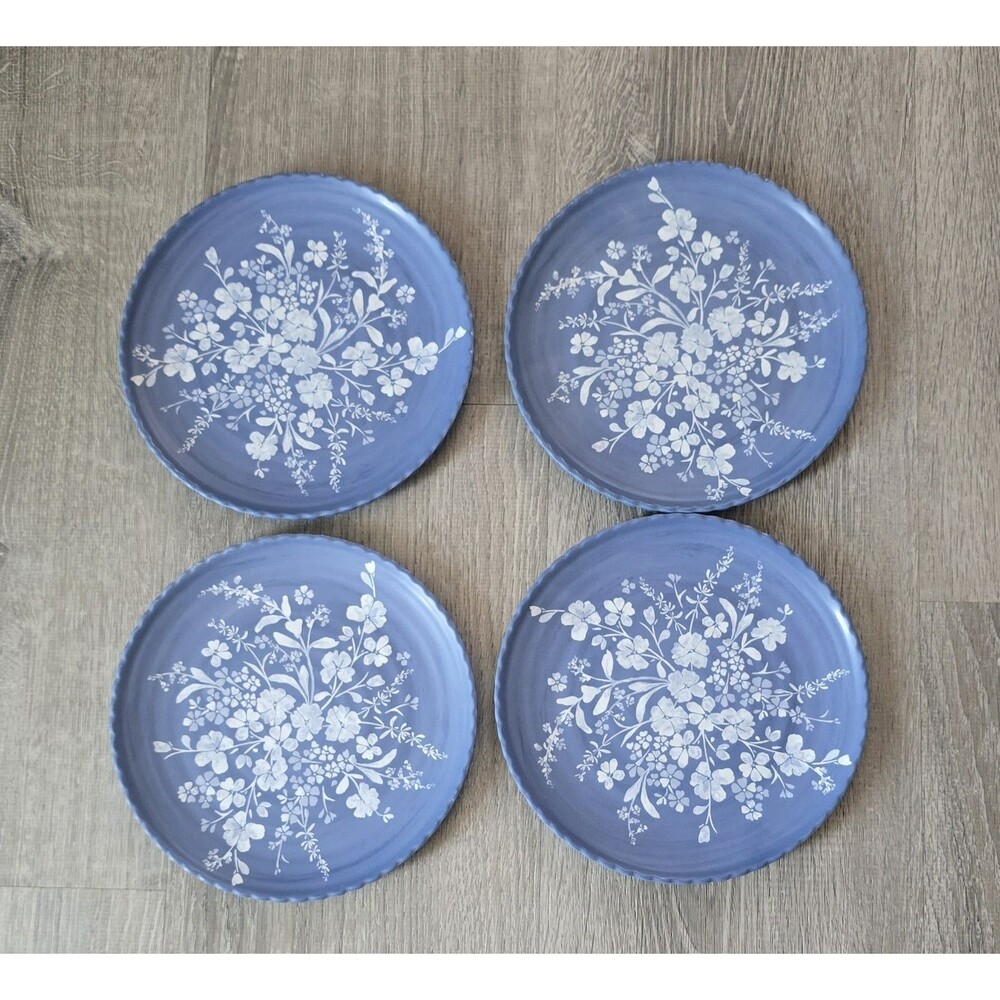 4 Pioneer Woman ~  BLUE / WHITE 8.3/8" ~ Melamine ~ Desert Plates Cottage NEW